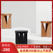 Nordic Solid Wood Household Short Stool Light Extravagant Round Stool Designer Living-room Creative Bench Brief Modern Shoe Changing Stool
