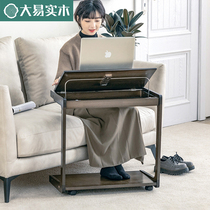 Solid wood sofa edge a few movable C type small tea table Mini bedside table square a few corner a few computer desk bed head cabinet