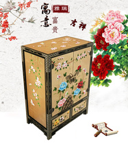 New Chinese style hand-painted gold foil door shoe cabinet living room partition decoration storage porch cabinet painted furniture storage cabinet