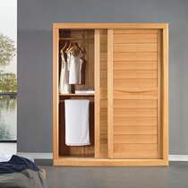 Solid wood wardrobe wood full solid wood multi-functional simple strong and durable assembly Modern simple sliding European-style sliding door