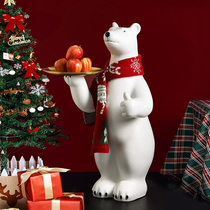 New Year opening Christmas high-end polar bear gift ornaments Spring Festival home living room tray floor storage decorations