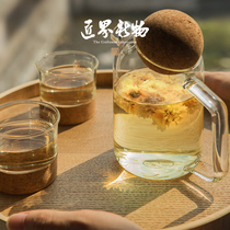 Craftsman new thing High temperature resistant borosilicate glass boiling water teapot cute household flower and fruit teapot transparent simple tea set