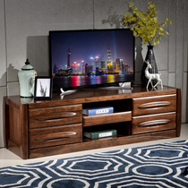 Solid wood TV cabinet 1 68 meters bedroom master bedroom modern simple living room TV cabinet combination black walnut furniture