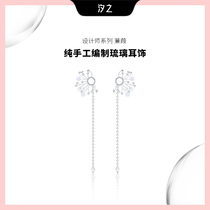 Silver Jewellery Original Design Plated Silver Earrings Female New Tide Earbuds Earbuds Hand-woven Small Crowdsourced delicately glazed earthen