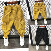 Childrens clothing childrens spring new 2019 boys wash cotton loose overalls baby casual pants foreign style long pants