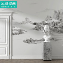 Chinese style pattern atmospheric cloud landscape wallpaper custom living room sofa TV background Jiangshan picturesque wall mural