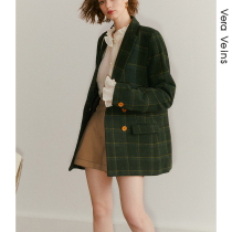 Worsted wool plaid woolen suit jacket 2021 Autumn New French commuter literary retro suit women