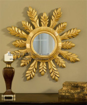 European luxury sun glasses fireplace restaurant decorative mirror porch mirror round European frame hanging mirror custom