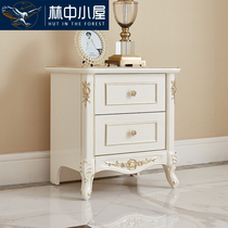 European bedside table full solid wood carving bedroom high-grade small lamp cabinet locker bedside table double drawer cabinet