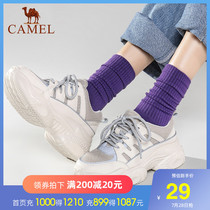 3 pairs of camel womens mid-tube socks long tube spring and summer net red street breathable pile socks warm tide socks