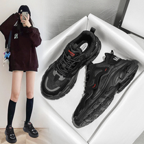 Black Daddy shoes Women 2021 new autumn and winter trend ins tide Joker thick bottom Super fire casual sneakers women shoes