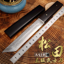 Outdoor camping small straight knife sharp forged Damascus steel handmade self-defense knife Wilderness survival saber