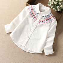 Girl Shirt Han Edition Foreign Air Trendy Spring Autumn Children Long Sleeve Pure Cotton Blouses Little Girl White Lining Spring Clothing