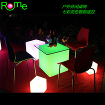  Led outdoor courtyard light luminous cube square stool coffee table night bar coffee table chair factory direct sales