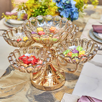 Home living room coffee table table table dried fruit bowl fruit candy plate double layer 5 grid crystal glass metal decorative fruit basket