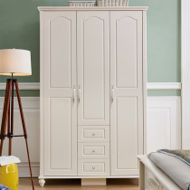 American childrens small apartment storage wardrobe modern adult bedroom three doors with drawer sliding door wardrobe simple white