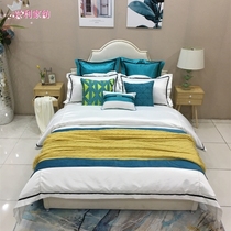 Showroom-like inter-board furniture assorted bed for small Nordic North American style postmodern bed with multiple sets of lagoon blue flowers