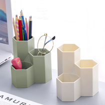 Nordic style creative fashion office desktop personality multi-function childrens diagonal insert stationery box hexagonal Pen Holder