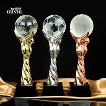 Creative Metal Man Award Teamwork Trophy Sports Crystal Globe Football Basketball MVP Medal Customizable
