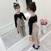 Childrens clothing girl suit 2020 Spring and Autumn new childrens fashionable foreign style plaid two-piece medium-size child Korean tide dress