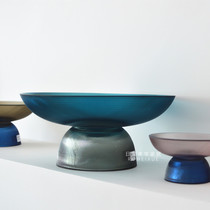 Light luxury color fruit plate ornaments Nordic living room household coffee table Glass Candy plate cold plate dried fruit bowl fruit basket