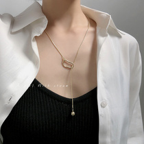 South Korean lukewarm wind flow Su pendant word necklace female French style retro lock bone chain fashion personality neck ornament tide
