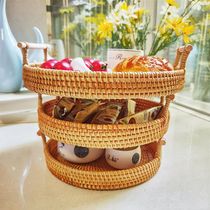  Vietnamese Rattan portable bread and snack basket Fruit basket Snack candy bread basket Steamed bun basket sundries storage tray