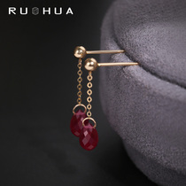 If Huahua jewelry and phoenix = masked ruby earrings are genuine yellow 18K gold short color baby earrings