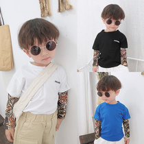 Handsome baby tide childrens clothing Western style boys short-sleeved t-shirt 2021 new fashion summer childrens childrens fake two-piece top