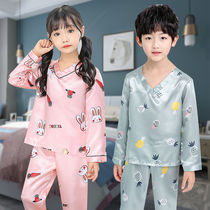 Childrens Pyjamas Fall Summer Long Summer Long short air conditioning Clothing Ice Silk Thin children Baby Home Clothing Autumn Summer Suits