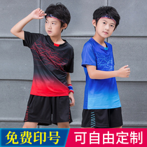 Children badminton suit suit Mens and womens sweat-absorbing breathable competition training suit Short-sleeved shorts sportswear suit customization