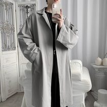 Spring and autumn ins long trench coat mens trend fashion brand Korean version of coat Hong Kong wind loose all knee jacket