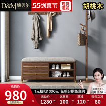 Solid wood changing shoes Stool Shoes Cabinet New Chinese Walnuts Wood Home Doorway Entrance to sitting style wearing shoes Stool Shoe Rack Sitting Stool