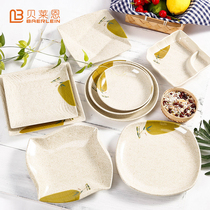 Melamine tableware Plastic plate Disc dish plate rice bowl plate Flat plate Western plate Canteen grid rice bowl plate
