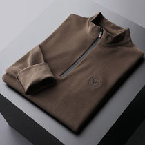 Double sided velvet Long sleeved T-shirt mens spring fall light business warm embroidery to hit bottom shan