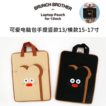 Korean Cute Toast Macbook pro13 Laptop Bag Portable Woman Air Shockproof Liner Bag 15-inch