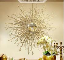 European metal wrought sunsun glasses three-dimensional flower decorative mirror wall decoration wall hanging home hotel soft wall decoration pendant