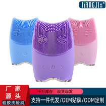 Electric face-cleaning instrument ultrasonic shaking cosmetic instrument face pores cleaner charge double sided silicone gel wash face brush