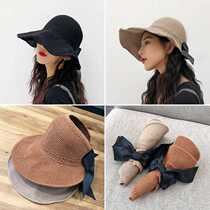 2 Pro also fashion lace foldable knitted empty top bow sunscreen hat M347