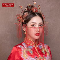 Show and brides ancient clothing headwear 2021 new red crystal steps rocking long face with Chinese crested chengxie head ornament