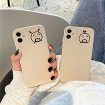 Simple couple for 12Pro Max Apple 11 mobile phone case new x xr xs frosted iphone13 female 8plus all-inclusive fall 12mini liquid silicon