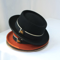 Retro little top hat flat hat children autumn and winter a small eaves woolen top hat short hair couple Jazz hat