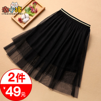 Girls skirt summer new childrens foreign style black gauze dress in big Children girl fashion cute princess skirt