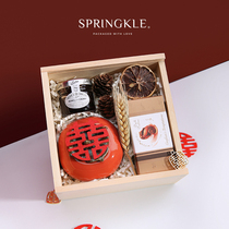 Springkle original Chinese wedding hand gift box Bride sugar wooden set Hundred years of friendship gift box