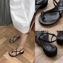 Tide Cards 2022 Summer New Fairy Wind Sandals Women 100 Hitch chic heel Heel Clip Roman Shoes Little Heel Clip Toe