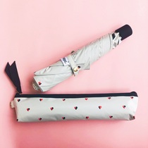 Japan Import WPC sunshade Two-tone Peach Heart Loving Beach Black Gum Super Light Color Glue Triple Fold Umbrella Pen Bag Umbrella