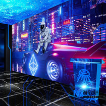 Science fiction wind car wallpaper Internet cafe Internet cafe decoration mural virtual city cool future technology sense background wallpaper