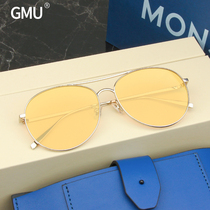 Star with sunglasses female Korean version of the tide 2019 net red street shot color glasses transparent yellow pink sunglasses GM