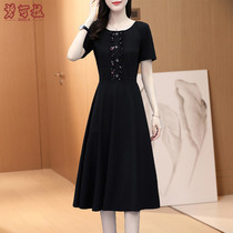 Mrs. Qiang high - end mother graceful temperament dress large - yard womens clothing in summer thin shade 40 year old flower dress