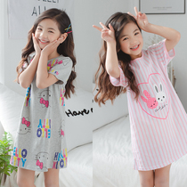 Girls Night Dress Modal Short half sleeve boneless child summer Long dress Girl Parent-child mother-daughter child princess pajamas